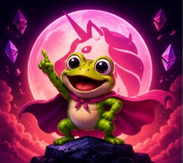 Superhero Frong under a Uniswap moon
