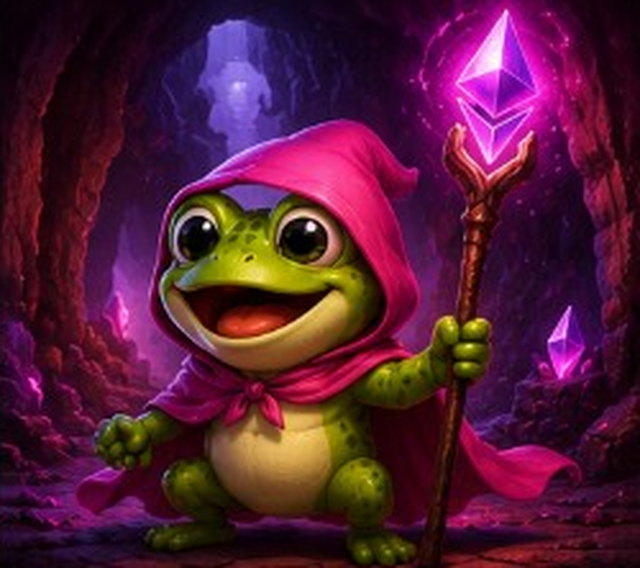 Wizard Frong with an Ethereum staff