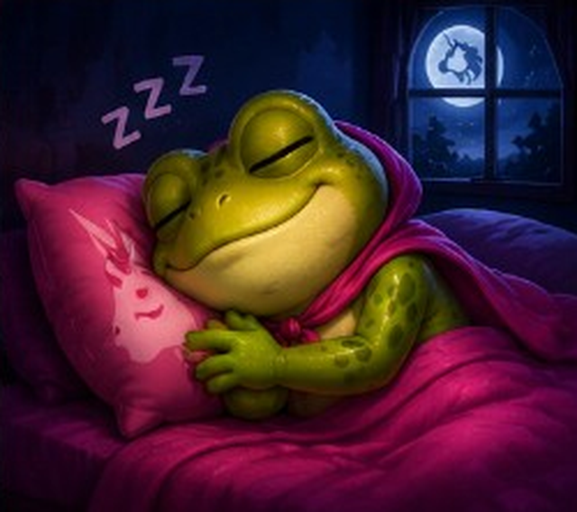 Sleeping Frong under a Uniswap moon